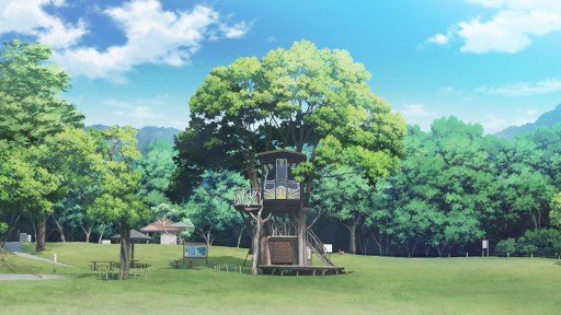 Camping by the treehouse